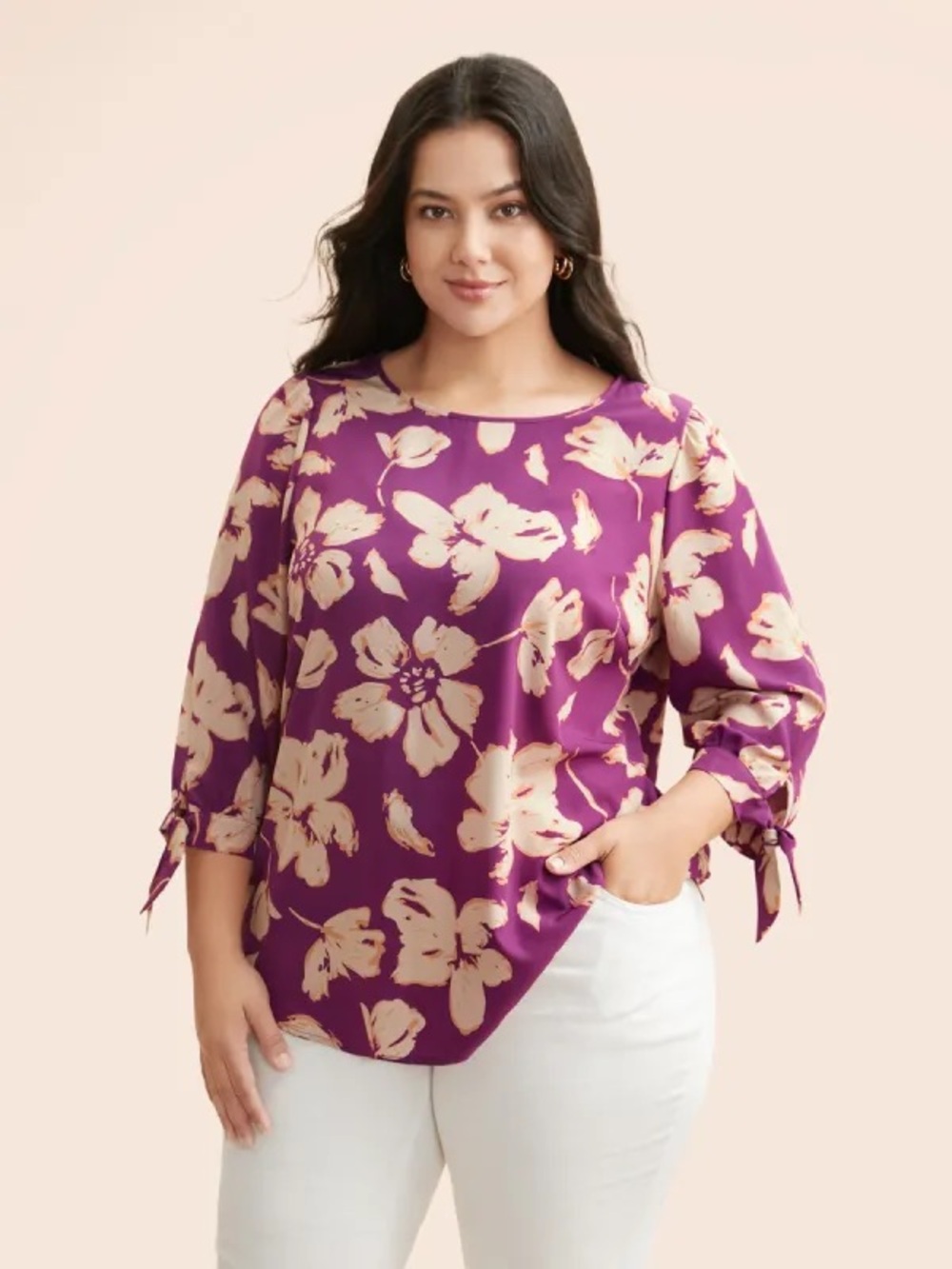 NWT BloomChic 28 Purple Floral Blouse